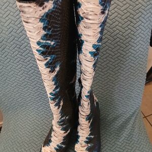 Giani Bernini Snakeskin Boots in Black, White, and Blue